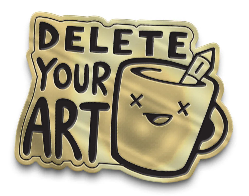 Delete Your Art Enamel Pin - Available at https://store.dftba.com/products/delete-your-art-enamel-pin