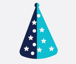 two-color party hat to represent a dunce cap for player-coach job listings.
